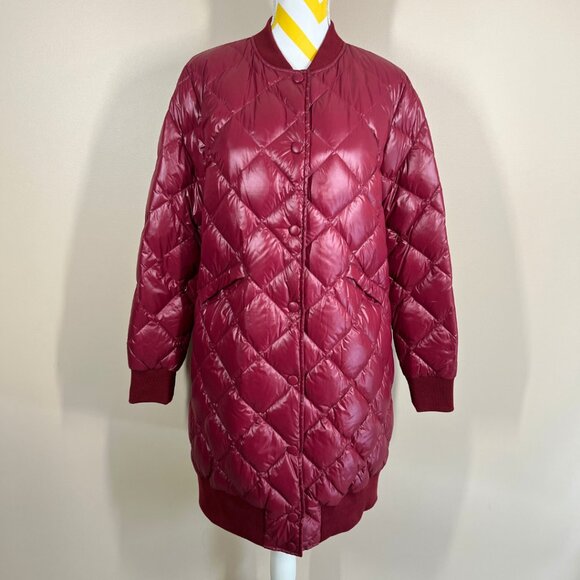 Jijil Jackets & Blazers - NWOT Jijil Quilted Down Puffer Coat • Burgundy • Size IT 42